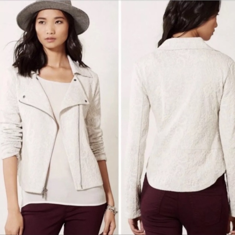 Anthro | Saturday Sunday Luddy Lace Moto Jacket Size Extra Small